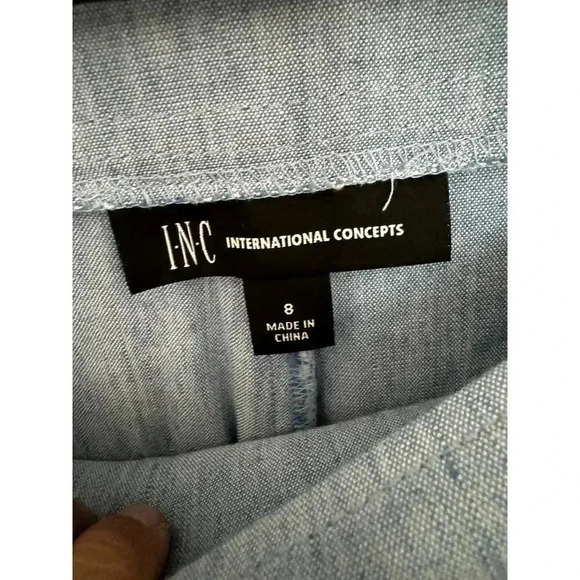 INC International Concepts blue linen blend wide leg Pants Chambray 8 - Picture 16 of 16